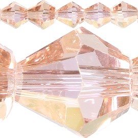 50pc 6mm Bicone Crystal Beads Peach Aura JF556