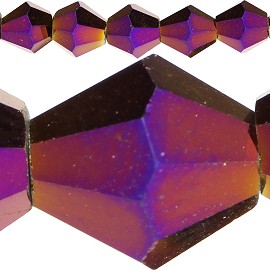 50pc 6mm Bicone Crystal Beads Solid Purple Aura JF559