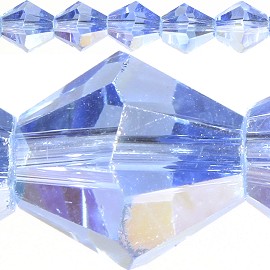 50pc 6mm Bicone Crystal Beads Light Blue Aura JF562