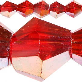 50pc 6mm Bicone Crystal Beads Red Silver Aura JF572