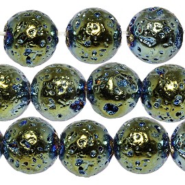 46pcs 9mm Shiny Lava Beads Non-porous Turquoise Gold AB JF634