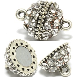2 Pairs Magnetic End Clasps Rhinestone Ball Metallic Color JF728
