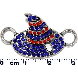 Spacer Part Rhinestone Blue Red Wizard Hat Silver JF786