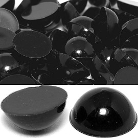50pc Plastic Half Bead Button Parts 8x4mm Black JF873