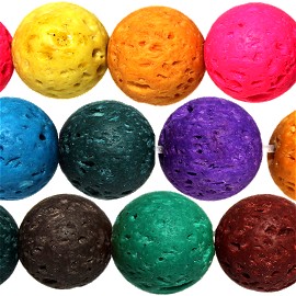 38pcs 10mm Lava Beads Spacers Porous Matte Mix Colors JF943