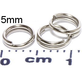 100pc 5mm Circle Key Chain Split Ring Connector Silver JF951