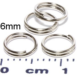 100pc 6mm Circle Key Chain Split Ring Connector Silver JF952