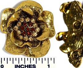 Metallic Rhinestone Spacer Flower Gold JP017