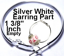 3 Pairs Earring Hoop Silver White 1 3/8" Inch JP060