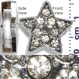 Rhinestone Spacer 7/16" Opening-Hole Star Silver JP221