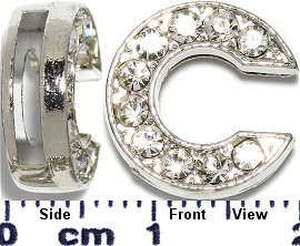 Rhinestone Spacer 7/16" Opening-Hole Letter - C - Silver JP223