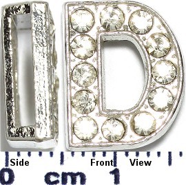 Rhinestone Spacer 7/16" Opening-Hole Letter - D - Silver JP224