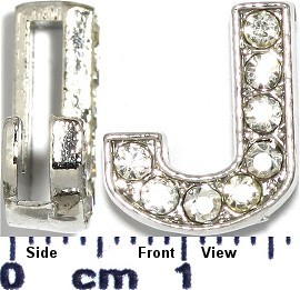 Rhinestone Spacer 7/16" Opening-Hole Letter - J - Silver JP229
