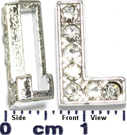 Rhinestone Spacer 7/16" Opening-Hole Letter - L - Silver JP231