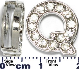 Rhinestone Spacer 7/16" Opening-Hole Letter - Q - Silver JP235