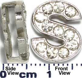 Rhinestone Spacer 7/16" Opening-Hole Letter - S - Silver JP237