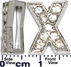 Rhinestone Spacer 7/16" Opening-Hole Letter - X - Silver JP242