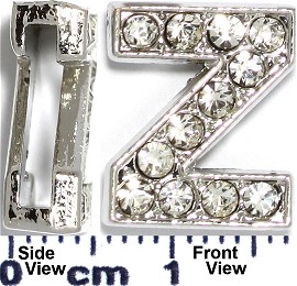 Rhinestone Spacer 7/16" Opening-Hole Letter - Z - Silver JP244