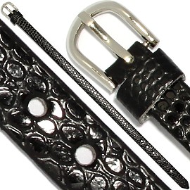 4pc 8"x7/16" Letter Band Bracelet Leather Black JP263