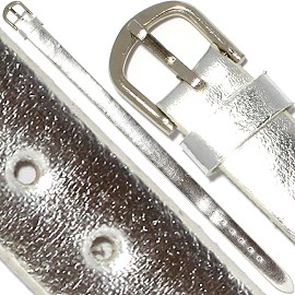4pc 8"x7/16" Letter Band Bracelet Leather Shiny Silver JP274