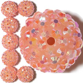 8pc 18mm Shamballa Bead 1mm Hole Pink Aura JP363