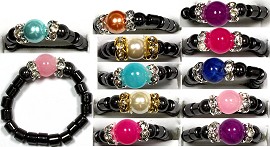 12pcs Mix Magnetic Stretch Rings Colored Stone Pearl MRT12