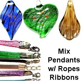 20pcs Mix Pendants w/ Ropes Ribbons $1.25 each 20MixPD