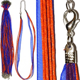 50pc 18" 1 Ribbon 4 String Cord Orange Blue NK494