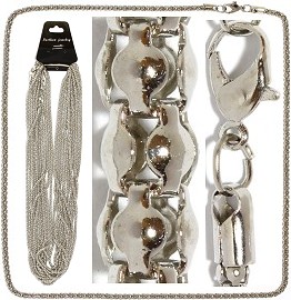 12pc18" Chain 3mm Thick Cord 5mm Thick End Silver NK499