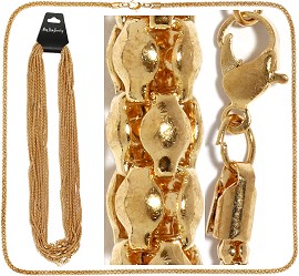 12pc 27" Chain 3mm Thick Cord 5mm Thick End Gold NK500