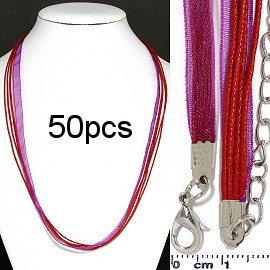 50pc 18" Inches 4-String 1-Ribbon Rope Cord Red Magenta NK570