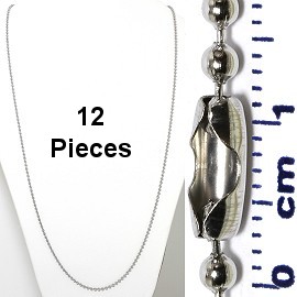 12pcs 31" Ball Chain Silver Tone, Stainless Steel Material NK574