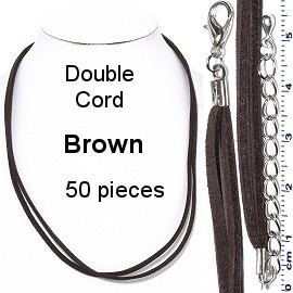 50pcs 18" Inches Double Strand Felt Cord Lobster End Brown NK583