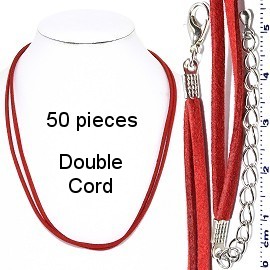 50pcs 18" Inches Double Strand Felt Cord Lobster End Red NK586
