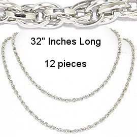 12pcs 32" Complicated Chain Lariat Necklace Silver Tone NK617