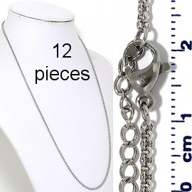12pcs 20"-22" Stainless Steel O Chain Necklace 2mm NK648