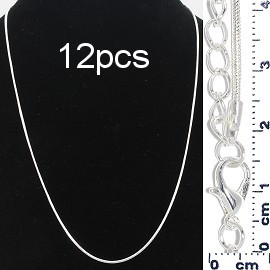 12pcs 18.5" Snake Chain 1.5mm Thin Lobster End LT Silver NK652
