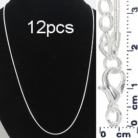 12pcs 20" Snake Chain 1.5mm Thin Lobster End LT Silver NK653