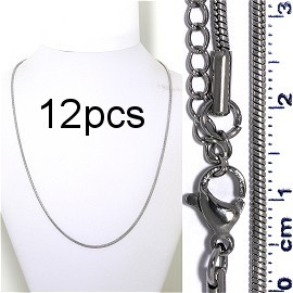 12pc 20" Long Stainless Steel 2mm Snake Chain Gray NK654