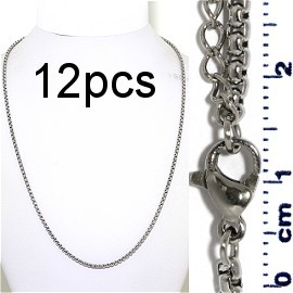 12pcs 20" to 22" Stainless Steel Chain Necklace 2.5mm NK658