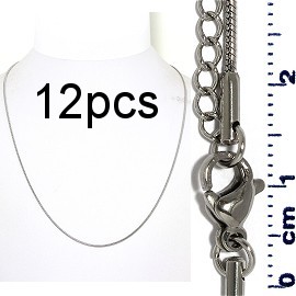 12pcs 17.5"-19.5" Stainless Steel Snake Chain Necklace 1mm NK659
