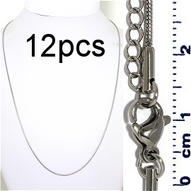12pcs 20" to 22" Stainless Steel Snake Chain Necklace 1mm NK659