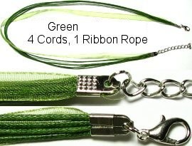 18"Tea Green Ribbon Rope Ns122