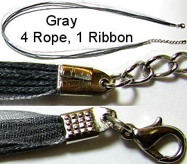 18"Gray 4 Ropes, 1 Ribbon Cord Ns141