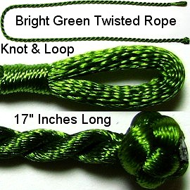 Bright Green Twisted Knot & Loop 17" Inches Rope Ns153