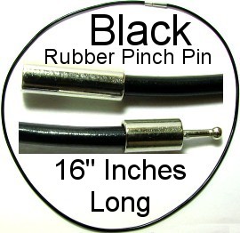 2mm Wide Black Rubber Pinch Pin 16" Cord Ns172