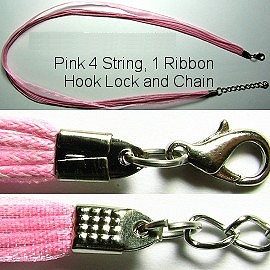50pcs-pk 18" Cord 4Strings-1Ribbon Pink NK174