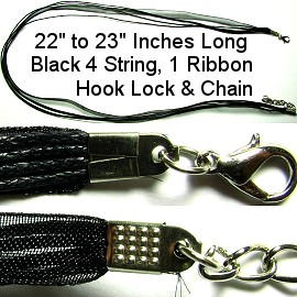 22"Black Ribbon Rope Ns175