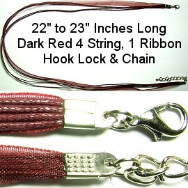 Burgundy 4 Ropes 1 Ribbon 23" Chain Narrow head Ns177