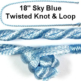 50pcs-pk 18" Cord Twisted Knot Loop Sky Blue NK289